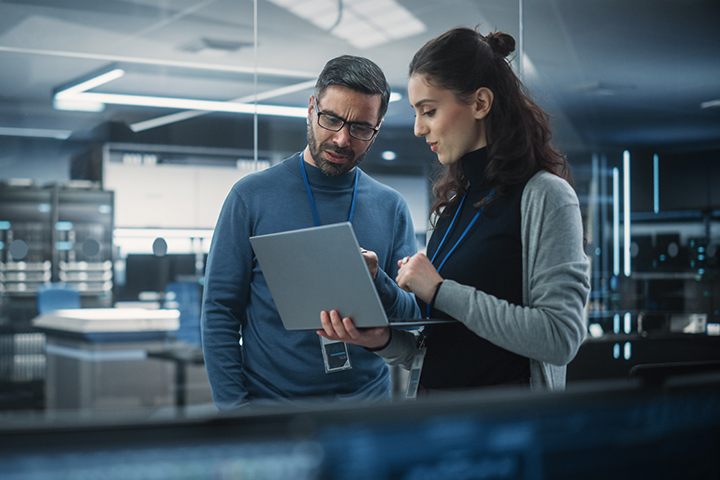 People working on computer servers