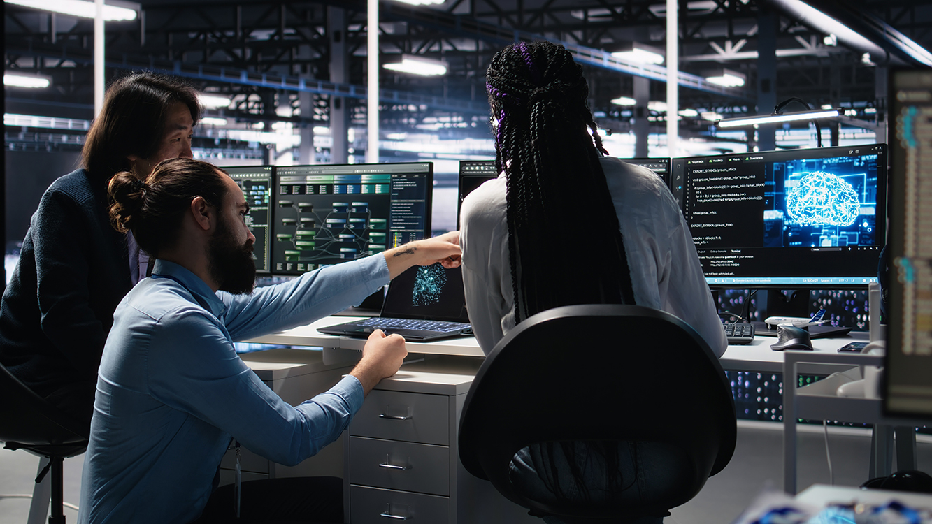 People working at call center