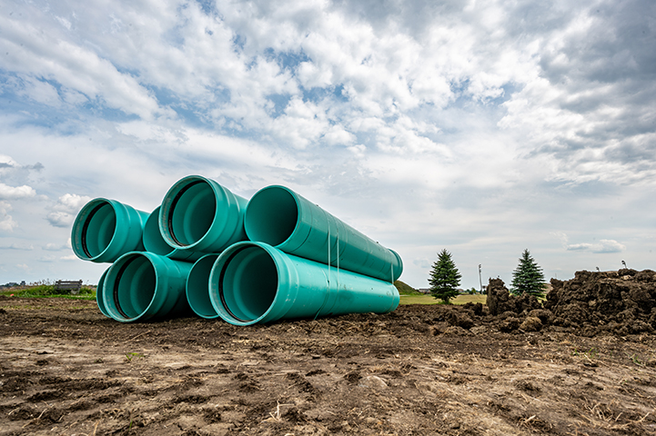 Stack of water main pipes