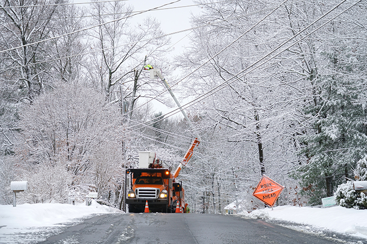 Power line repair in the snow