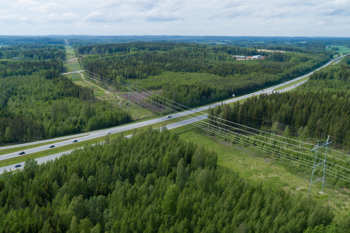 Powerlines and highway