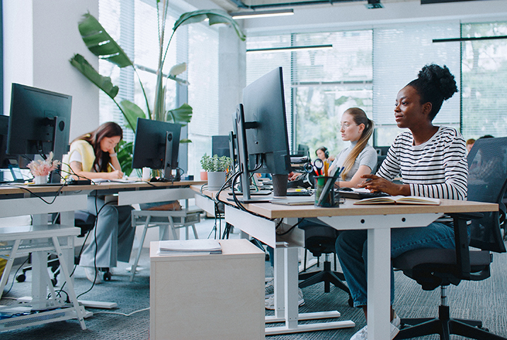 Professionals working on computers
