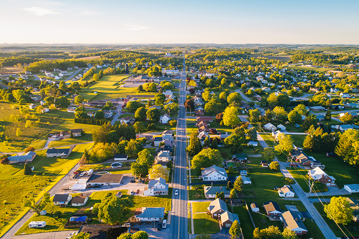 Aerial of small town