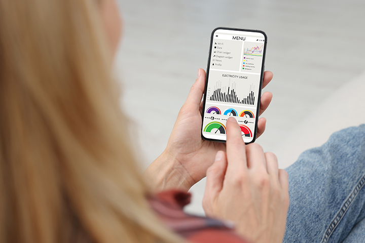 Person using device in home