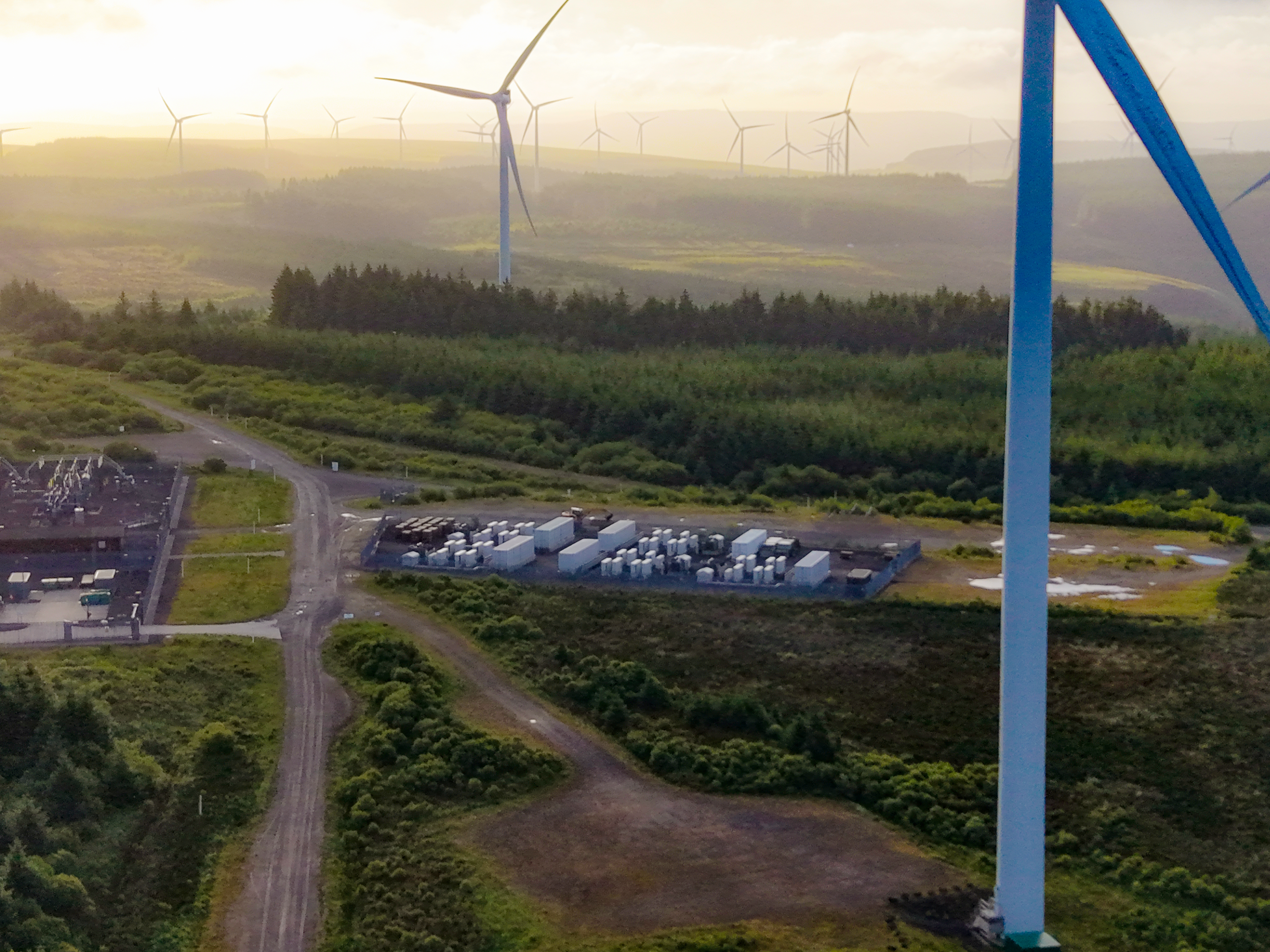 Wind turbines with battery storage system