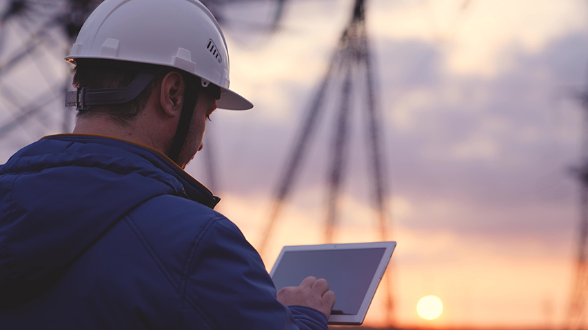 Engineer looking at iPad