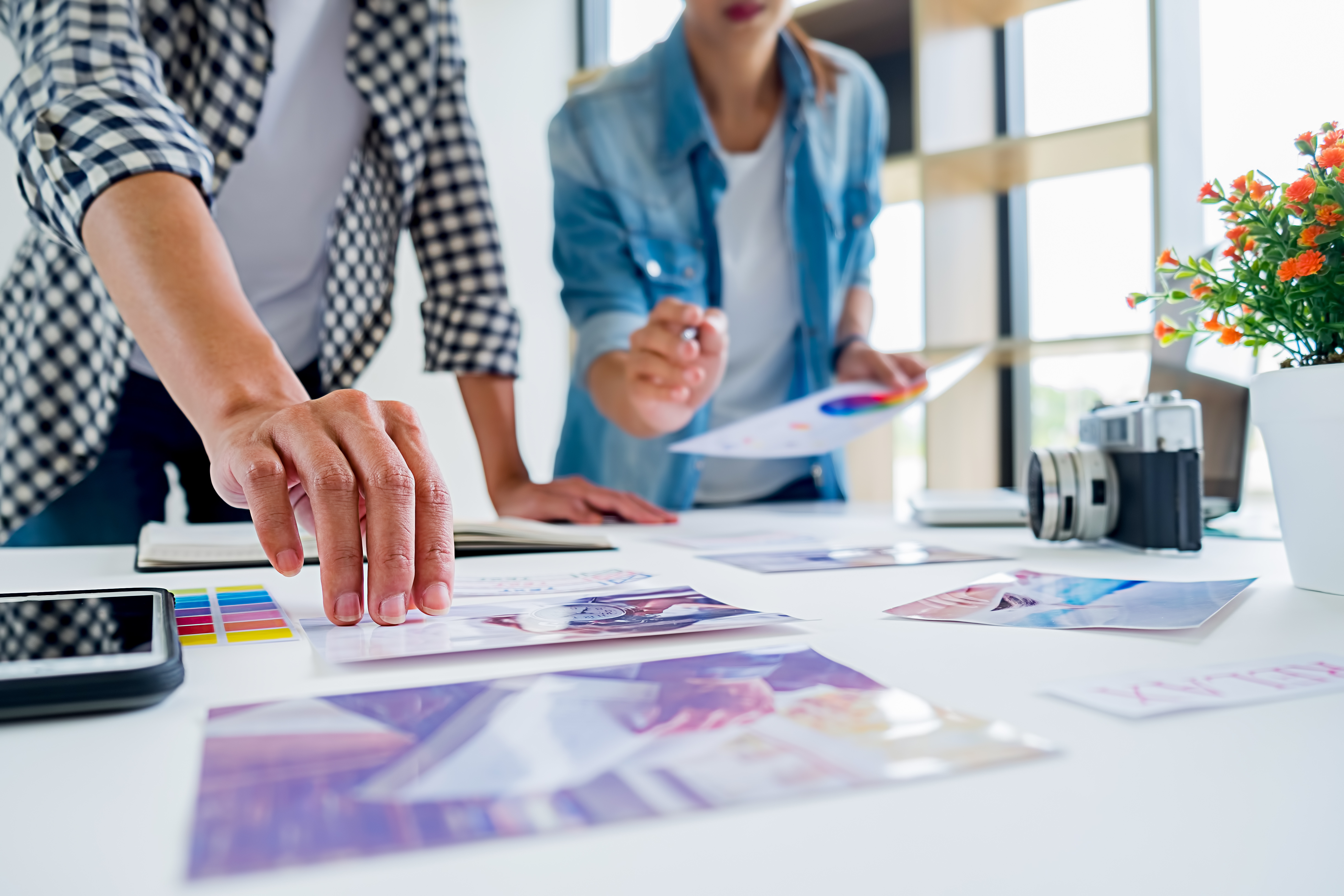People collaborating on advertising design