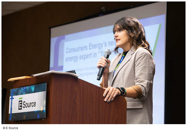 Riki Shook, director of residential marketing at Consumers Energy, speaks at the E Source Forum