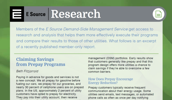 Feature image for sample DSM Research Brief on prepay programs This is a thumbnail of a sample DSM Research Brief on prepay programs