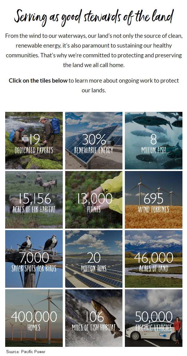 Serving as good stewards of the land. From the wind to our waterways, our land’s not only the source of clean, renewable energy, it’s also paramount to sustaining our healthy communities. That’s why we’re committed to protecting and preserving the land we all call home. Click on the tiles below to learn more about ongoing work to protect our lands.