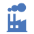 Icon of a manufacturing building with steam stacks